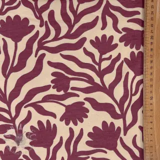 Kardat sweatshirttyg Flowers burgundy SIMPLY NATURAL