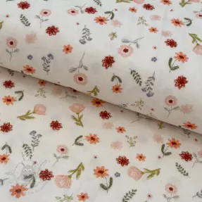 Dubbelgasväv/muslin Natural flowers digital print