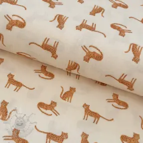 Dubbelgasväv/muslin Leopards ecru digital print