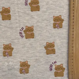 Kardat sweatshirttyg Lucky cat off white melange