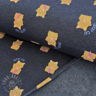 Kardat sweatshirttyg Lucky cat navy melange