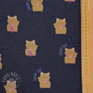 Kardat sweatshirttyg Lucky cat navy melange