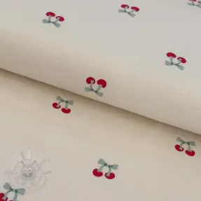 Bomullstyg FLANNEL Cherries natural