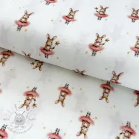 Dubbelgasväv/muslin Bunnies white digital print