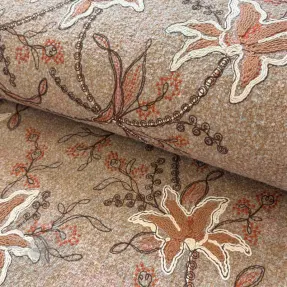 Kappmaterial WOOLY EMBROIDERY Glory beige