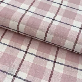 Viskos med lin YARN DYED Checks Marion old rose