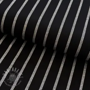 Viskos med lin YARN DYED Dashed strip black