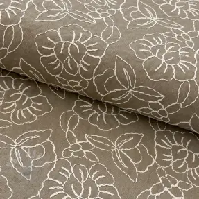 Viskos med lin EMBROIDERY Latizia sand