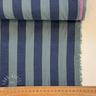 Bomullstyg YARN DYED NOVA Stripe blue green