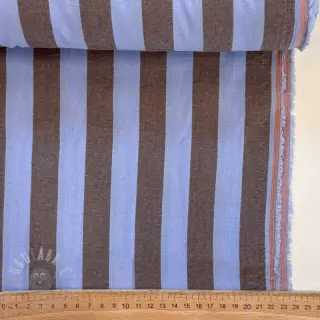 Bomullstyg YARN DYED NOVA Stripe blue brown