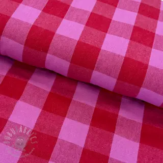 Bomullstyg YARN DYED SONJA Checks red fuchsia