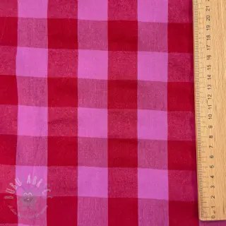Bomullstyg YARN DYED SONJA Checks red fuchsia