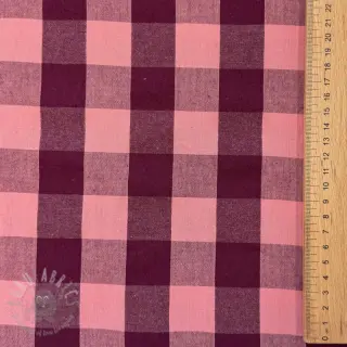 Bomullstyg YARN DYED SONJA Checks aubergine