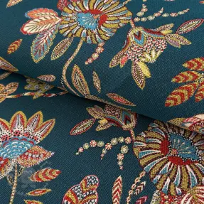 Dekorationstyg jacquard Bosphore petrole