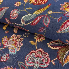 Dekorationstyg jacquard Palampore bleu