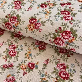 Dekorationstyg jacquard Nina blanc rouge