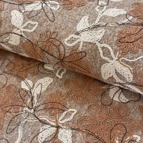 Kappmaterial WOOLY EMBROIDERY Petra beige