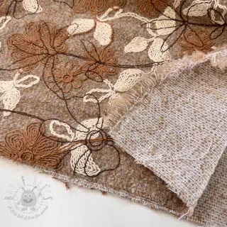 Kappmaterial WOOLY EMBROIDERY Petra beige