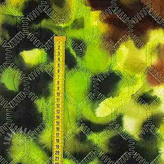 Vadderat tyg Aquarel nature gradini green