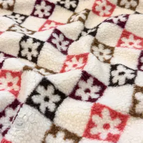 Kappmaterial TEDDY JACQUARD Square flowers