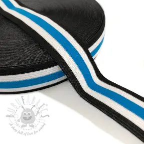 Slätt resårband 3 cm Side stripe aqua