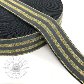Slätt resårband 4 cm LUREX GOLD dark grey