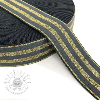 Slätt resårband 4 cm LUREX GOLD dark grey