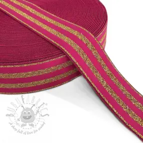 Slätt resårband 4 cm LUREX GOLD fuchsia