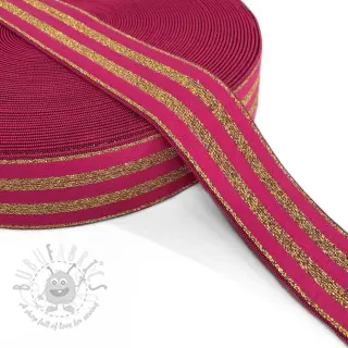 Slätt resårband 4 cm LUREX GOLD fuchsia