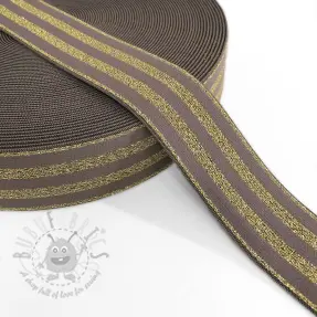 Slätt resårband 4 cm LUREX GOLD taupe