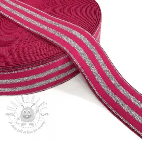 Slätt resårband 4 cm LUREX SILVER fuchsia