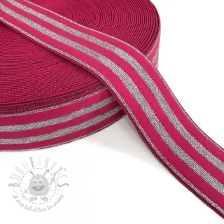 Slätt resårband 4 cm LUREX SILVER fuchsia