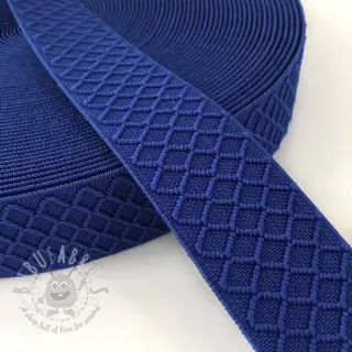 Slätt resårband 4 cm Rhombus blue