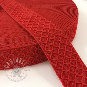 Slätt resårband 4 cm Rhombus red