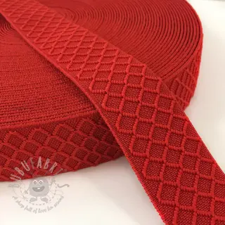 Slätt resårband 4 cm Rhombus red
