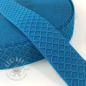 Slätt resårband 4 cm Rhombus turquoise