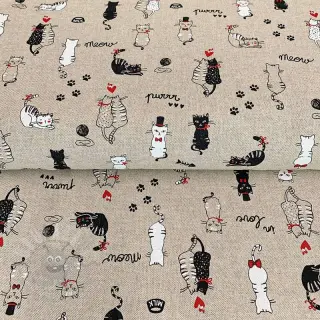 Dekorationstyg Linenlook Cats life