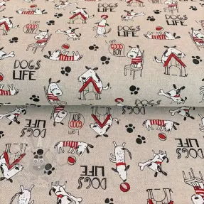 Dekorationstyg Linenlook Dogs life