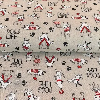 Dekorationstyg Linenlook Dogs life
