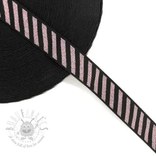 Slätt resårband 2,5 cm Diagonal light pink