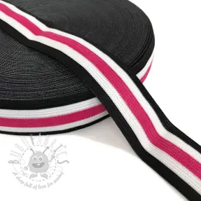 Slätt resårband 3 cm Side stripe fuchsia