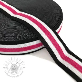 Slätt resårband 3 cm Side stripe fuchsia
