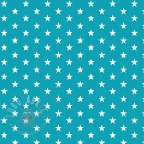 Bomullstyg Petit stars turqouise