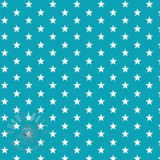 Bomullstyg Petit stars turqouise