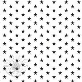 Bomullstyg Petit stars white/black