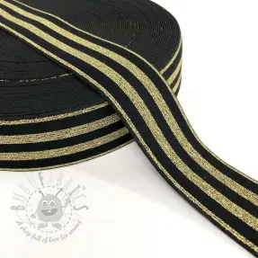 Slätt resårband 4 cm LUREX GOLD black