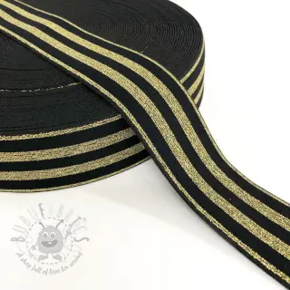Slätt resårband 4 cm LUREX GOLD black