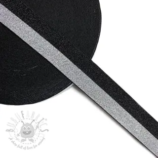 Slätt resårband 4 cm Lurex DOU black silver
