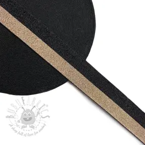 Slätt resårband 4 cm Lurex DOU black champagne
