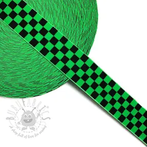 Slätt resårband 4 cm Chequered jacquard apple green